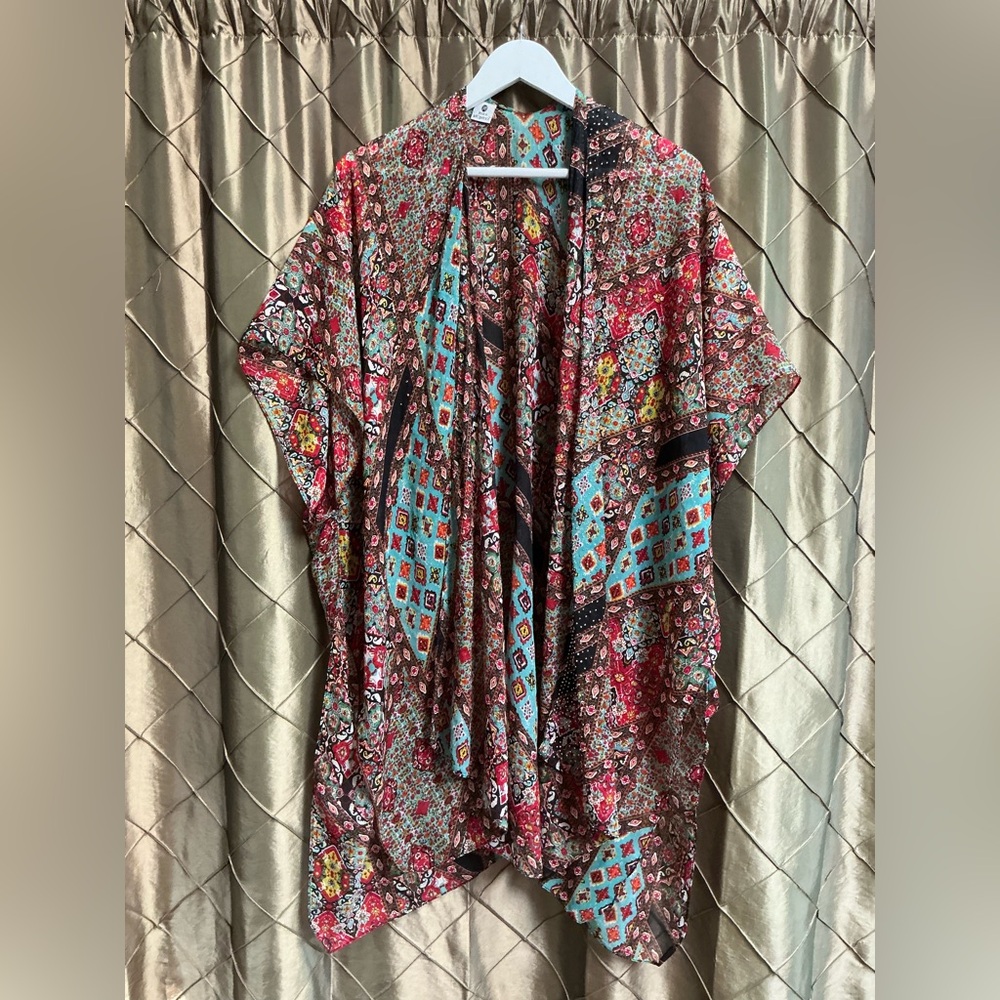 EUC- Jessica McClintock Embellished Chiffon Kimono- OSFM